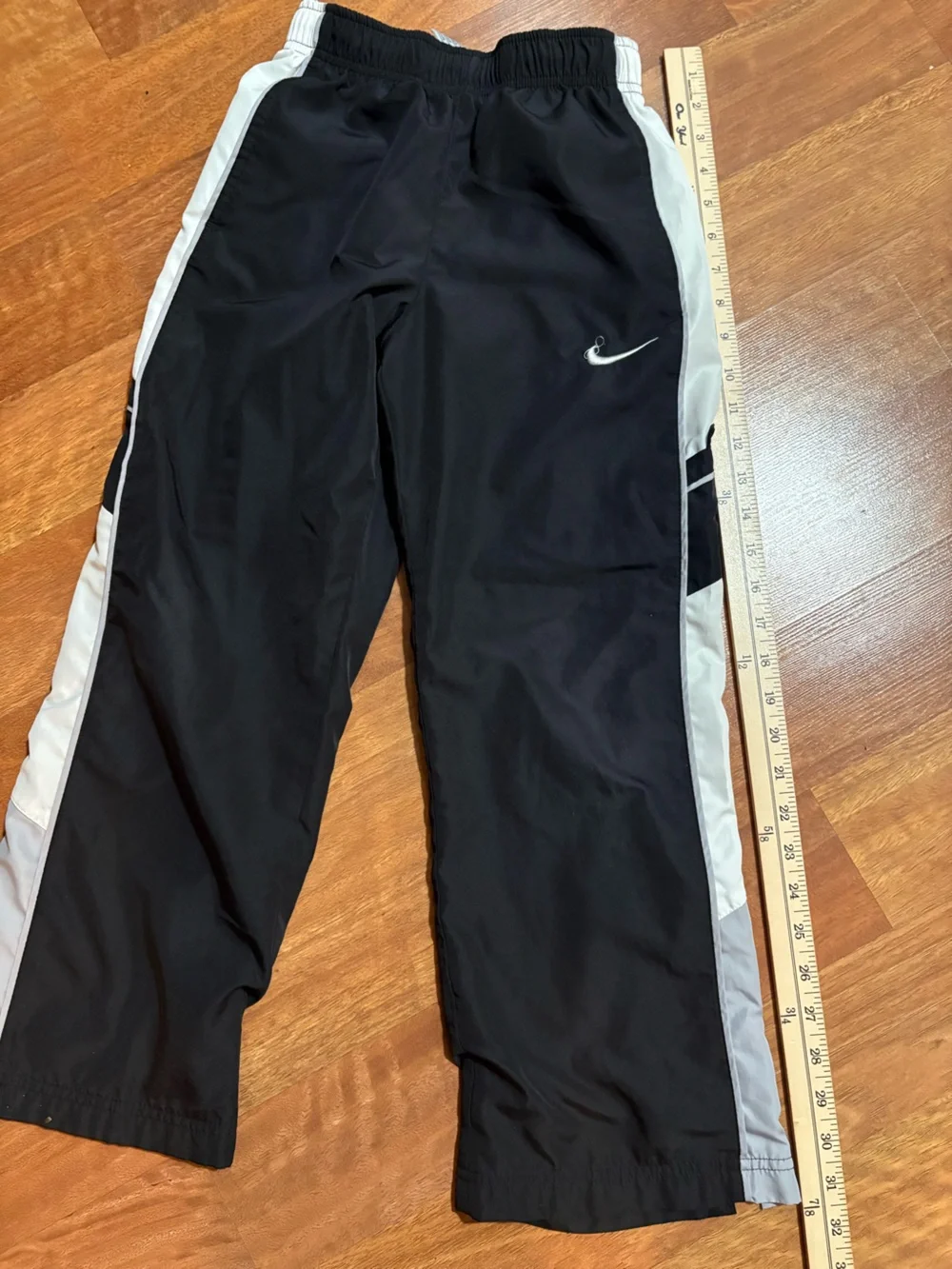 Nike Black Track Pants with White Side Panels Boys Size 8